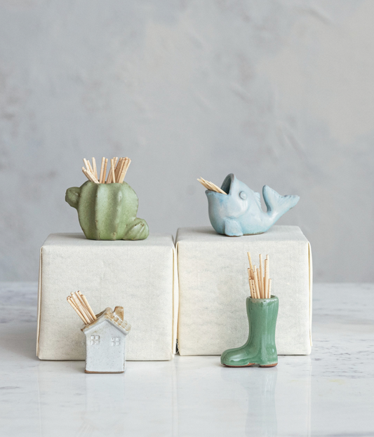 Stoneware Fish Shaped Toothpick Holder