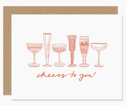 Vintage Champagne Glasses "Cheers To You!" Card