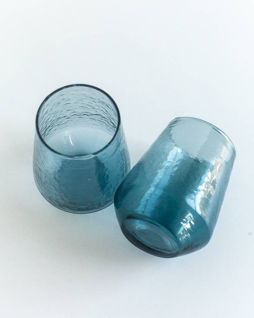 Handblown Hammered Glass Water Tumbler