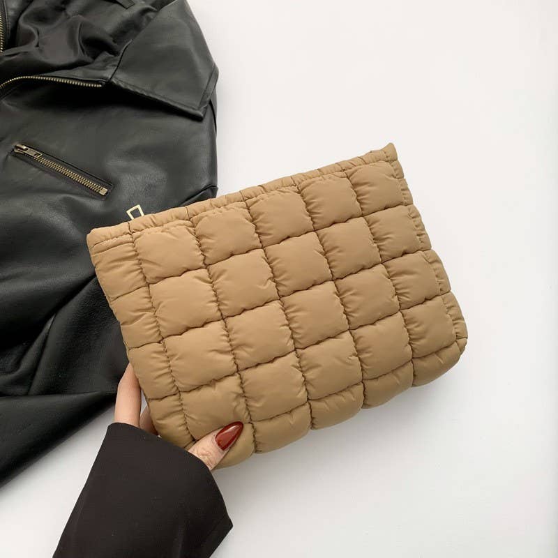 QUILTED PUFFY COSMETIC POUCH