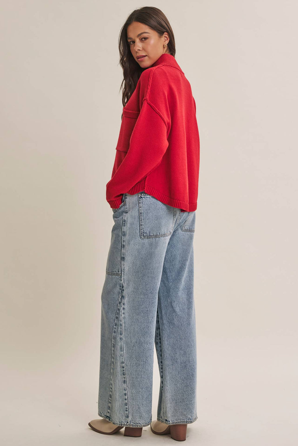 CHERRY RED SWEATER JACKET