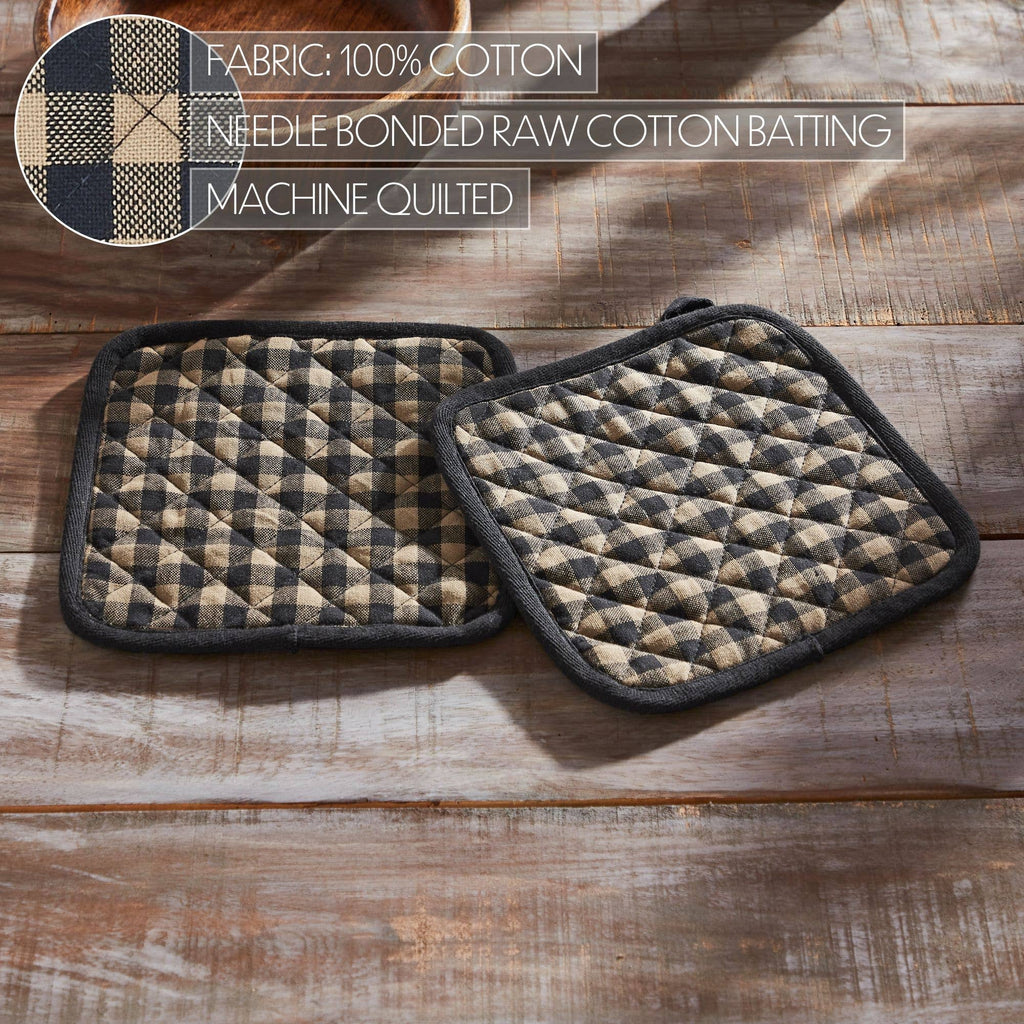 Black Check Pot Holder - Set of 2