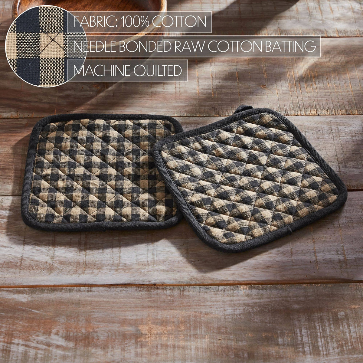Black Check Pot Holder - Set of 2