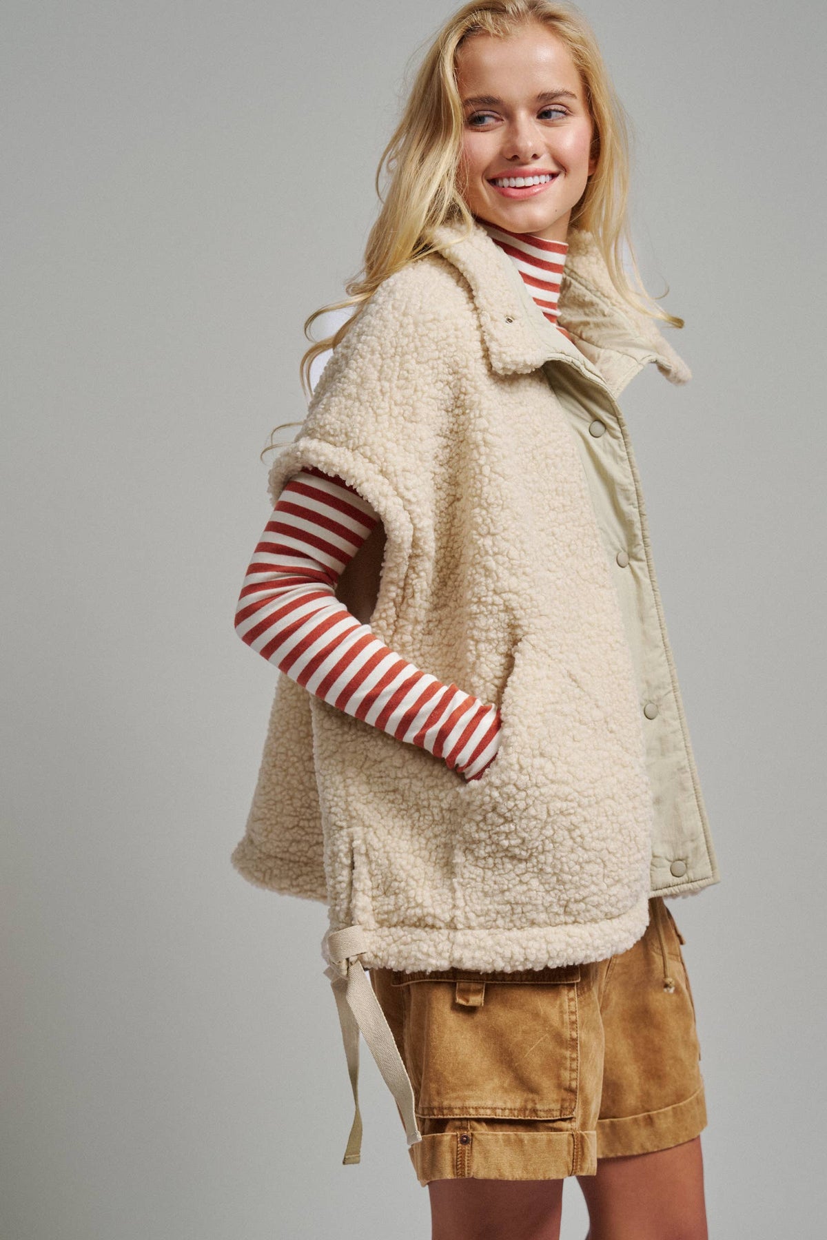 Oversized Sherpa Fleece Vest