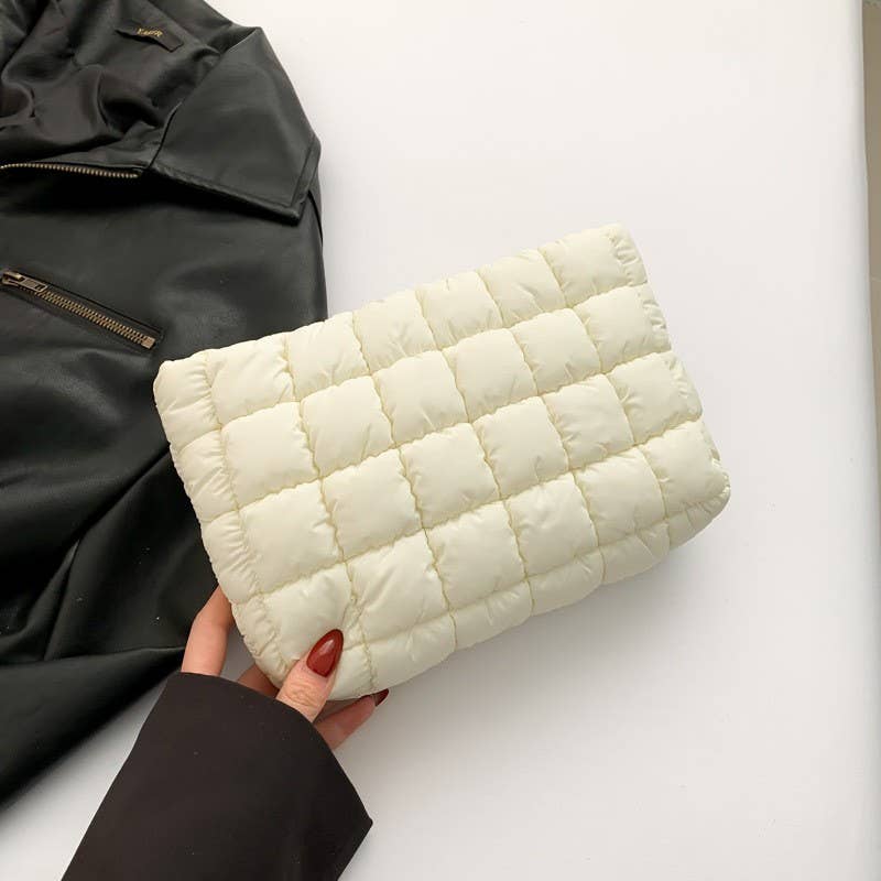 QUILTED PUFFY COSMETIC POUCH