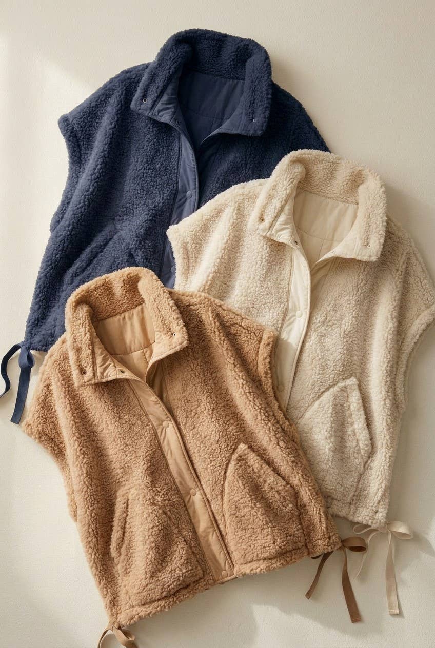 Oversized Sherpa Fleece Vest
