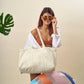 Cream Palm Tote Bag