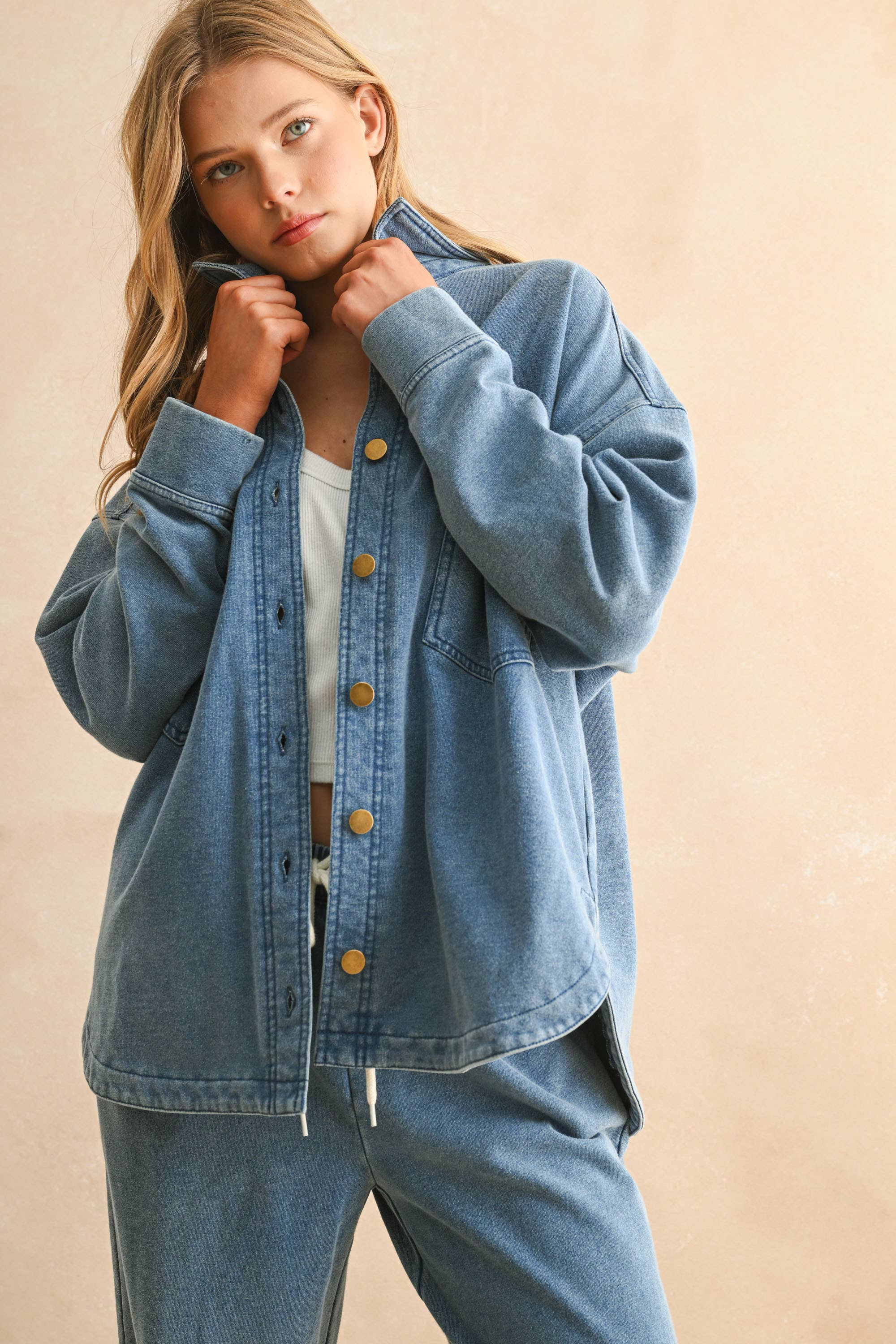 Washed Knitted Button Jacket