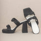 The Faith Black | Knotted Band Platform Snake-Print Heel