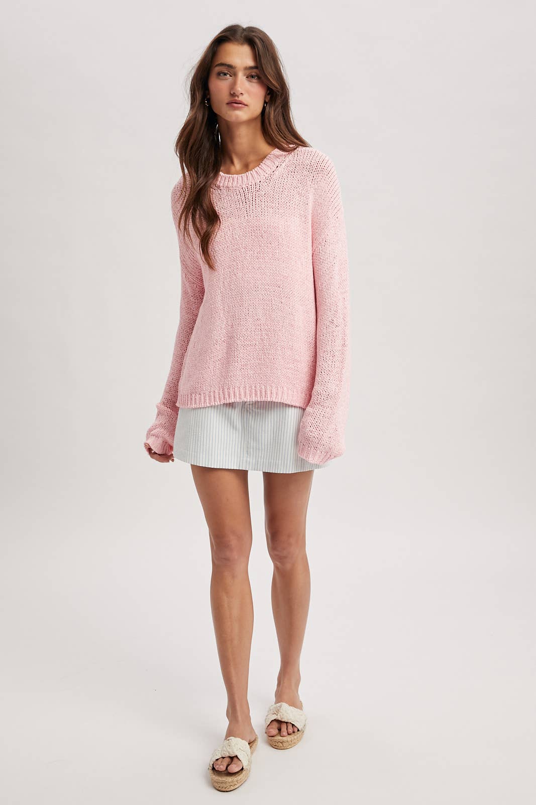 Pink Open-Knit Sweater