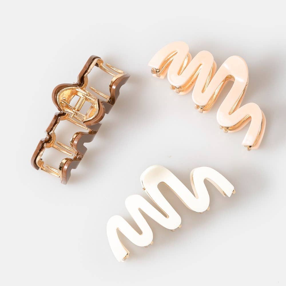 Wavy Line Hair Claw Set