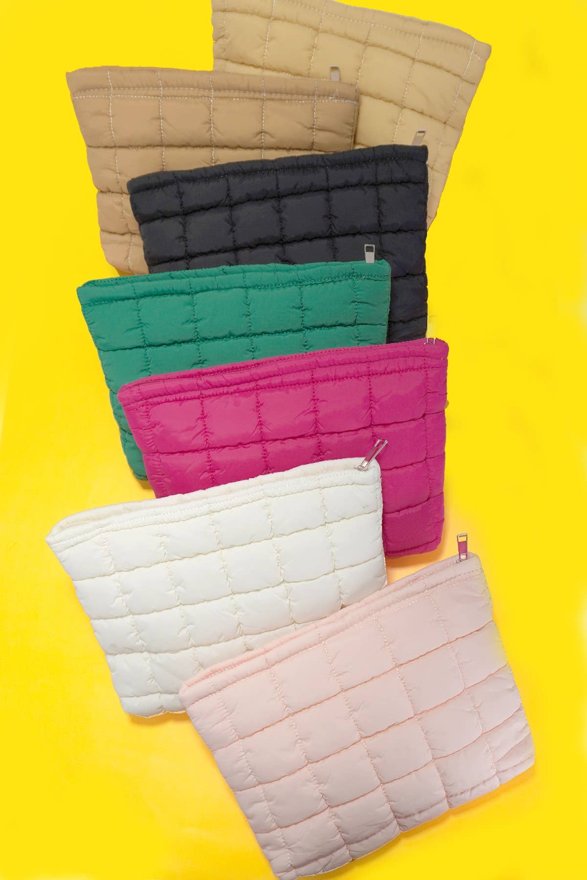QUILTED PUFFY COSMETIC POUCH