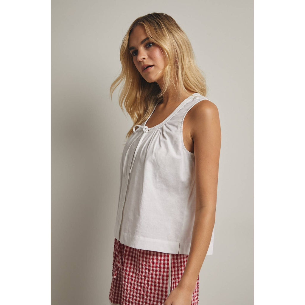 FRONT TIE BUTTON-UP BLOUSE