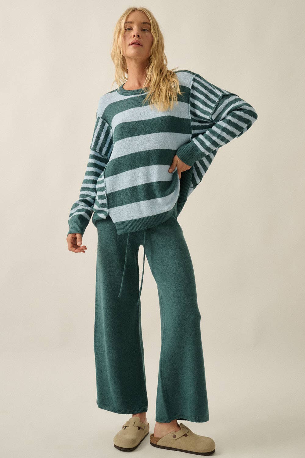 Deep Sea Contrast Knit Sweater