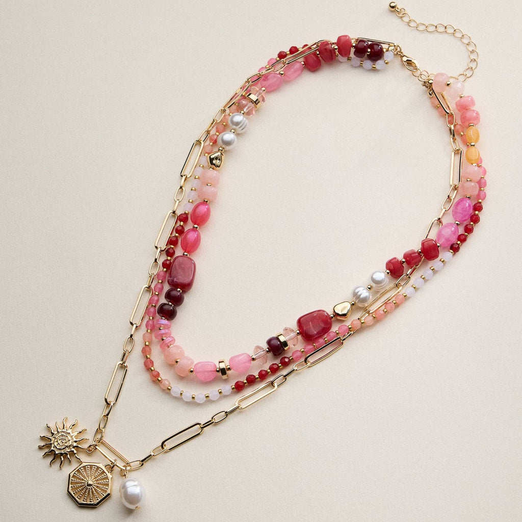 Sun Charm Layered Necklace