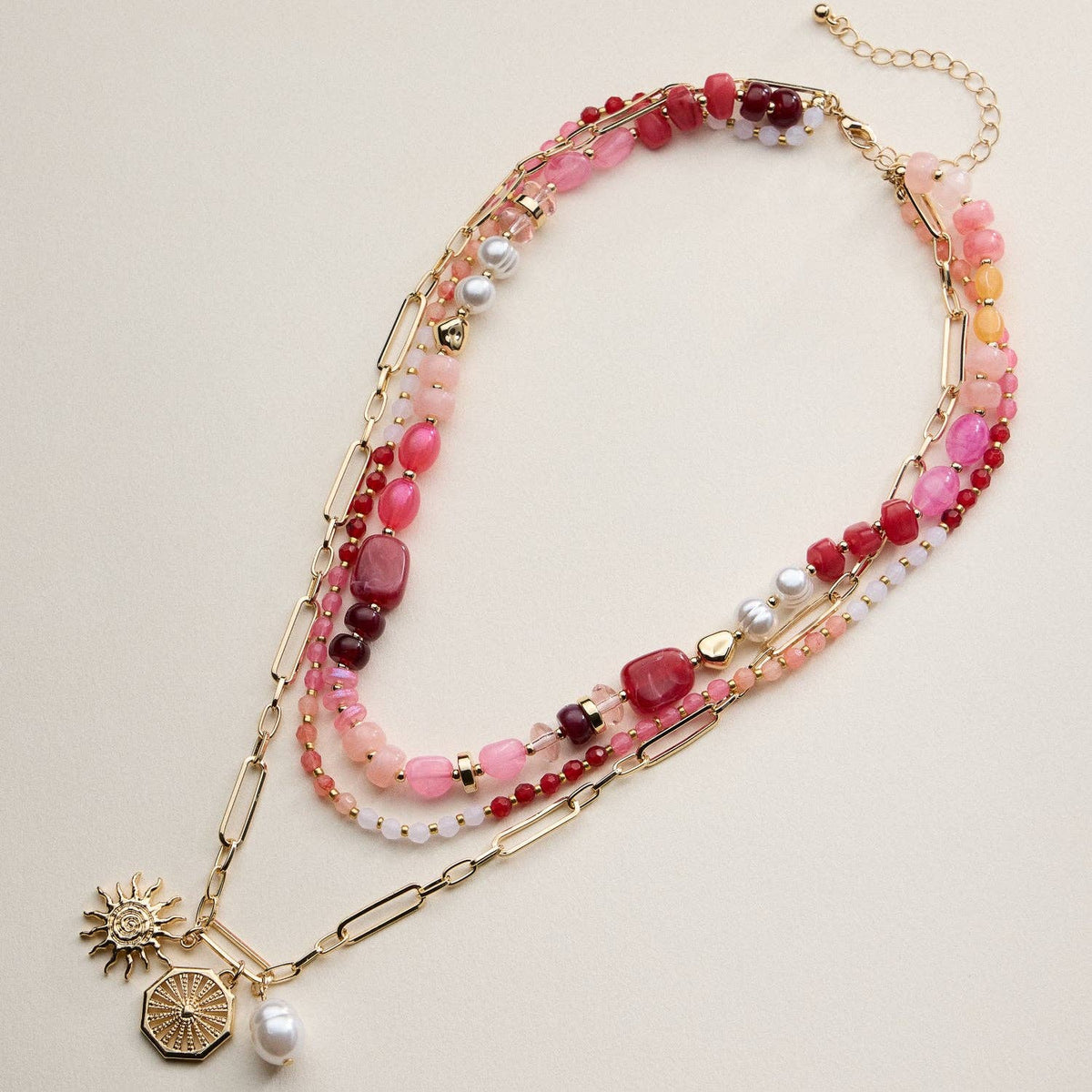 Sun Charm Layered Necklace