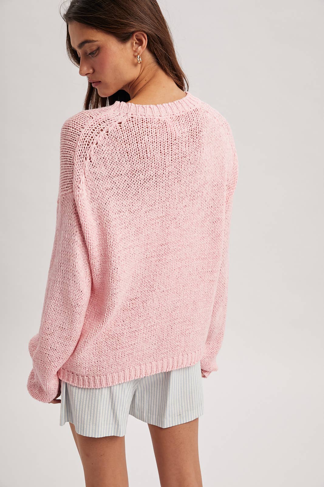 Pink Open-Knit Sweater