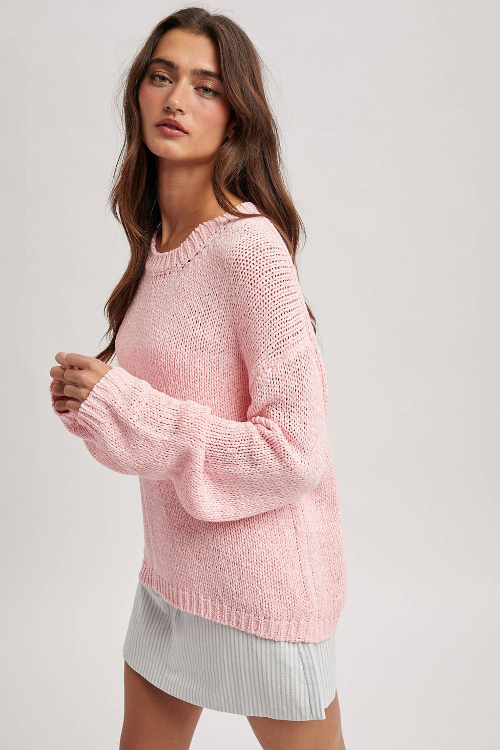 Pink Open-Knit Sweater