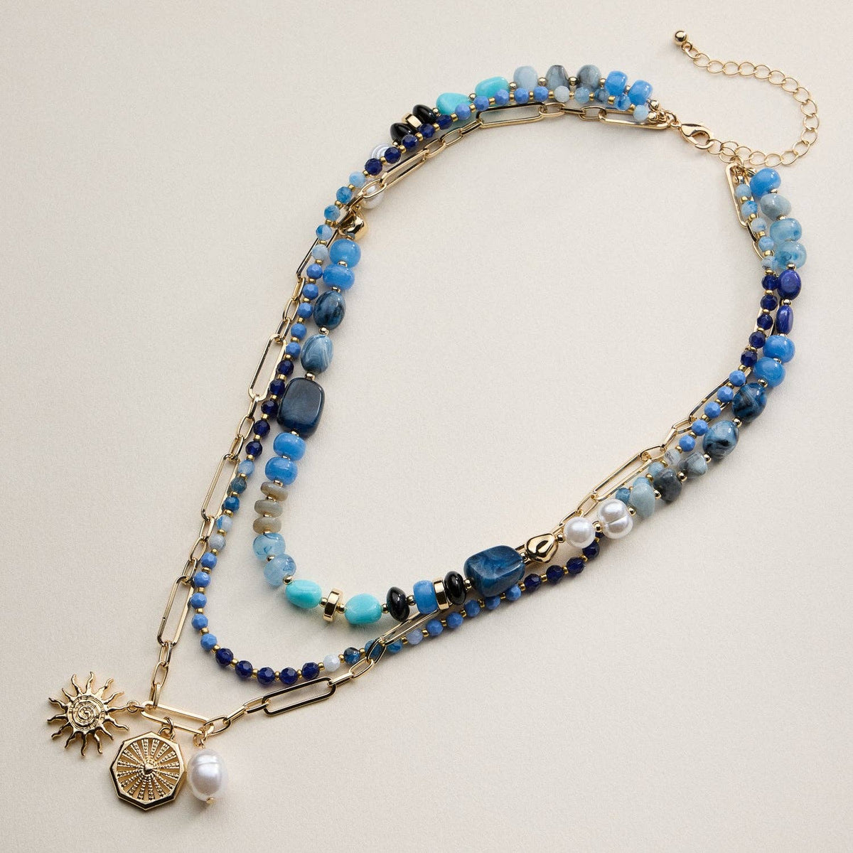 Sun Charm Layered Necklace
