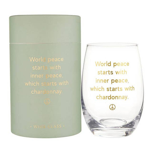 Stemless Wine Glass - World Peace