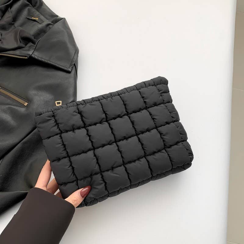 QUILTED PUFFY COSMETIC POUCH