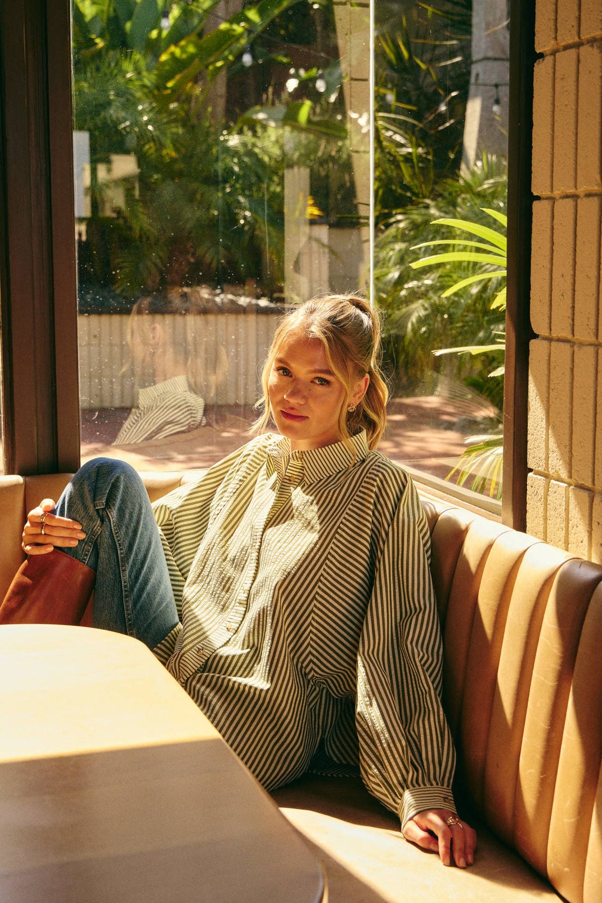 OLIVE EFFORTLESS DRAPE BUTTON-DOWN