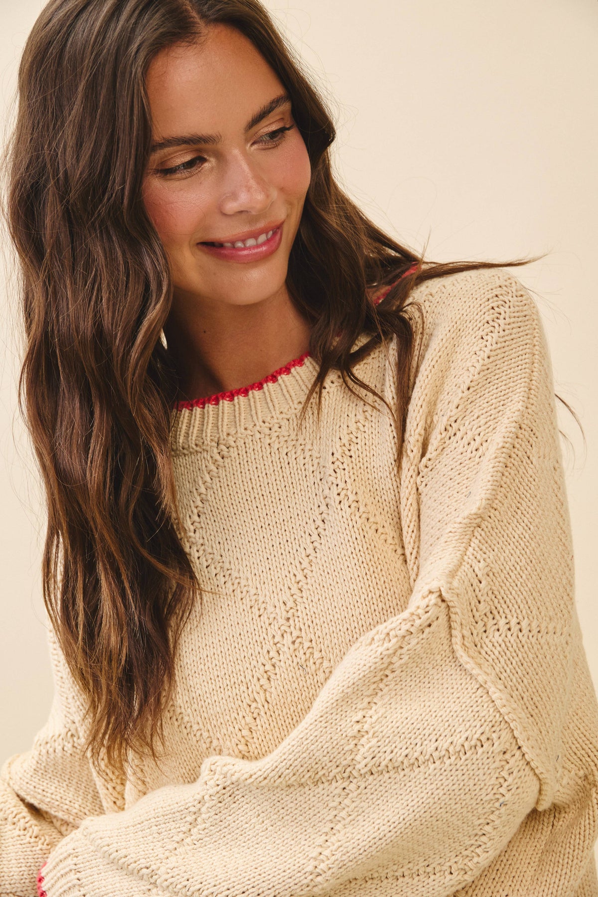 Diamond Knit Pullover Sweater