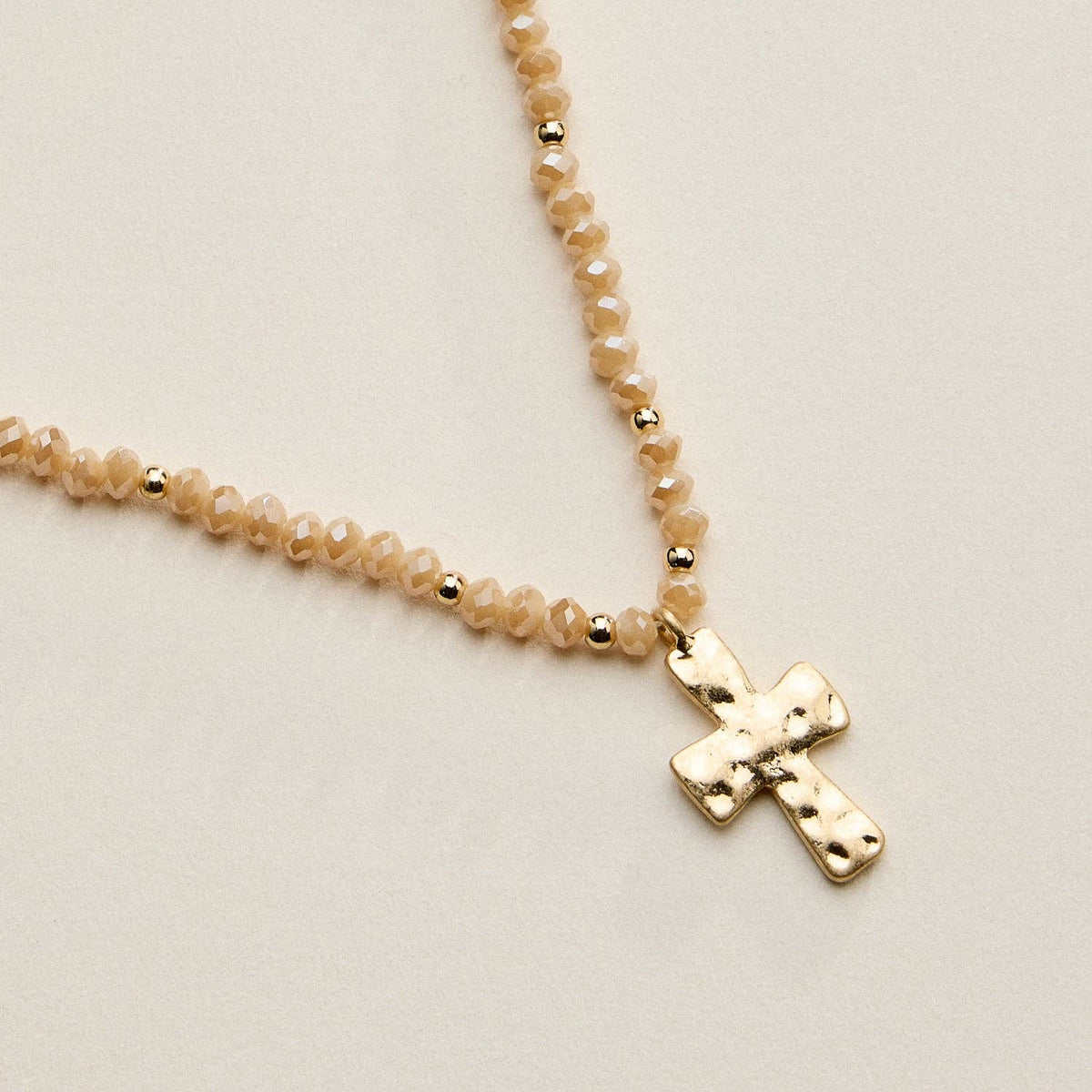 Bead Cross Necklace - Blue