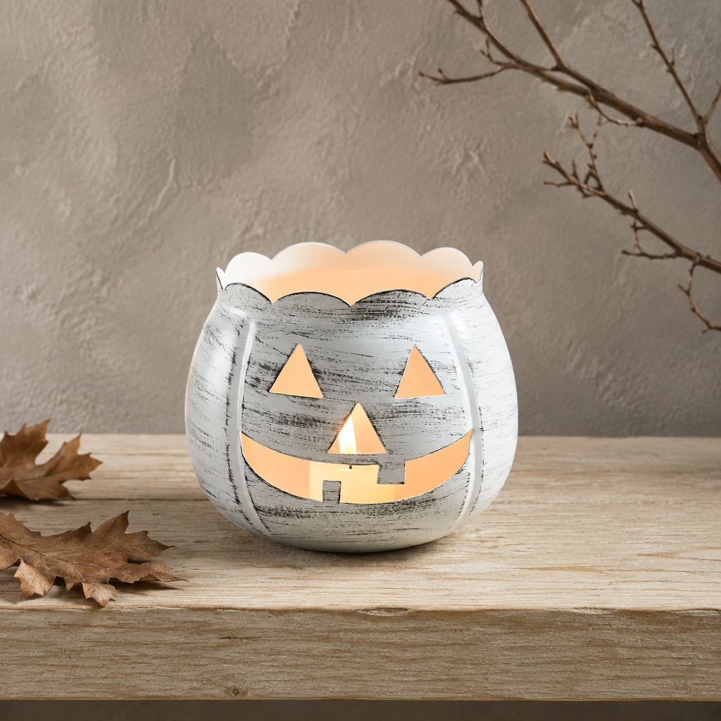 White Metal Jack-O'-Lantern