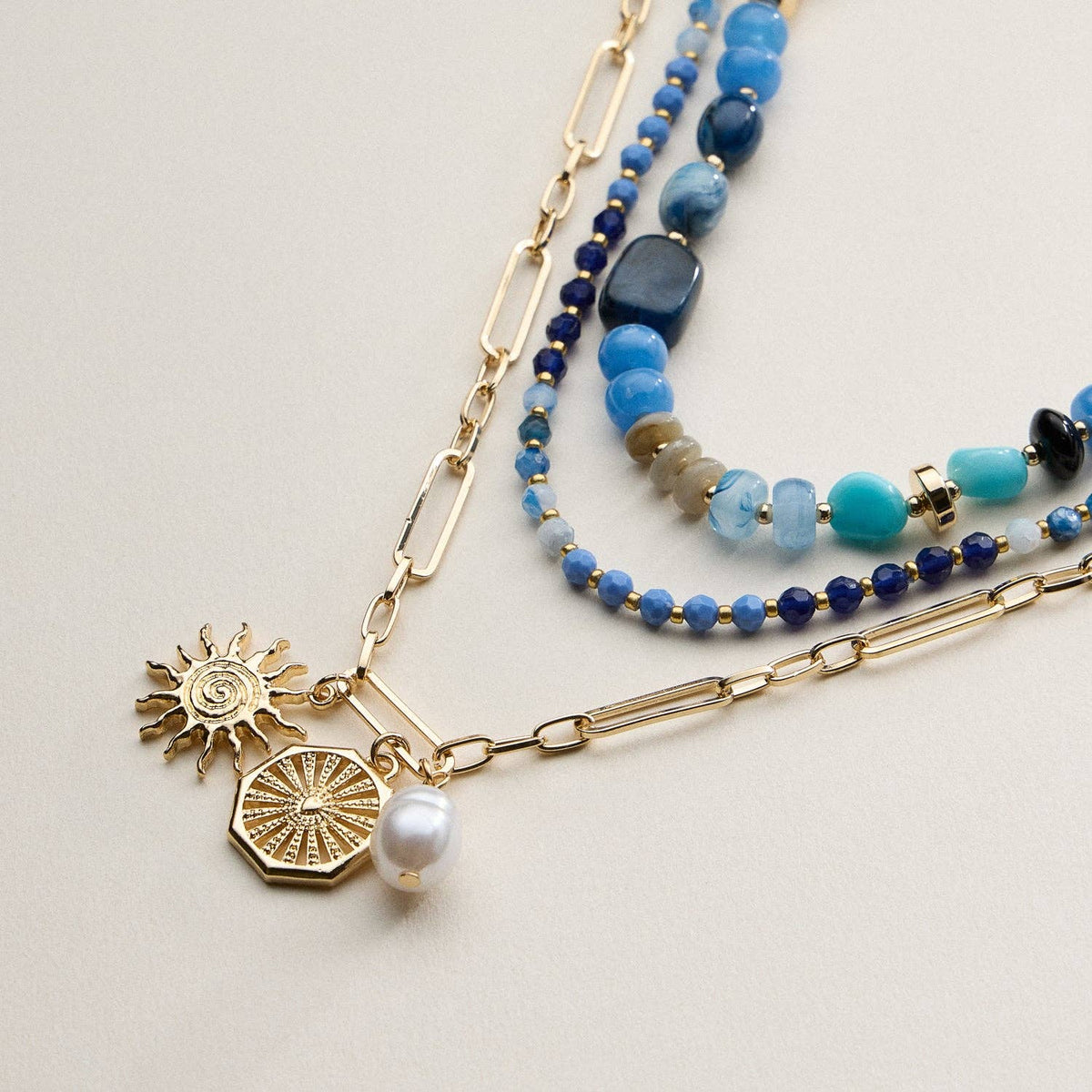 Sun Charm Layered Necklace