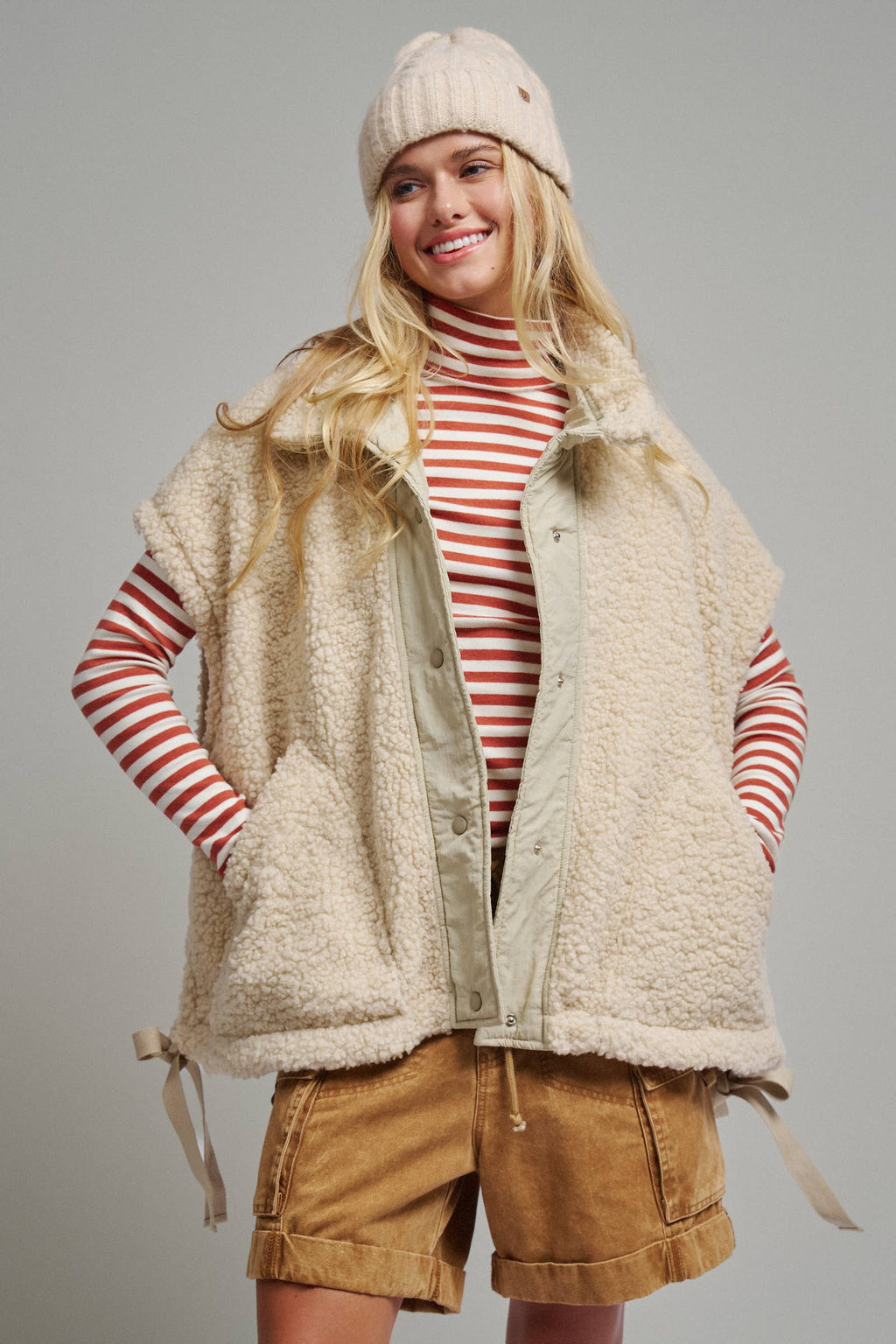 Oversized Sherpa Fleece Vest