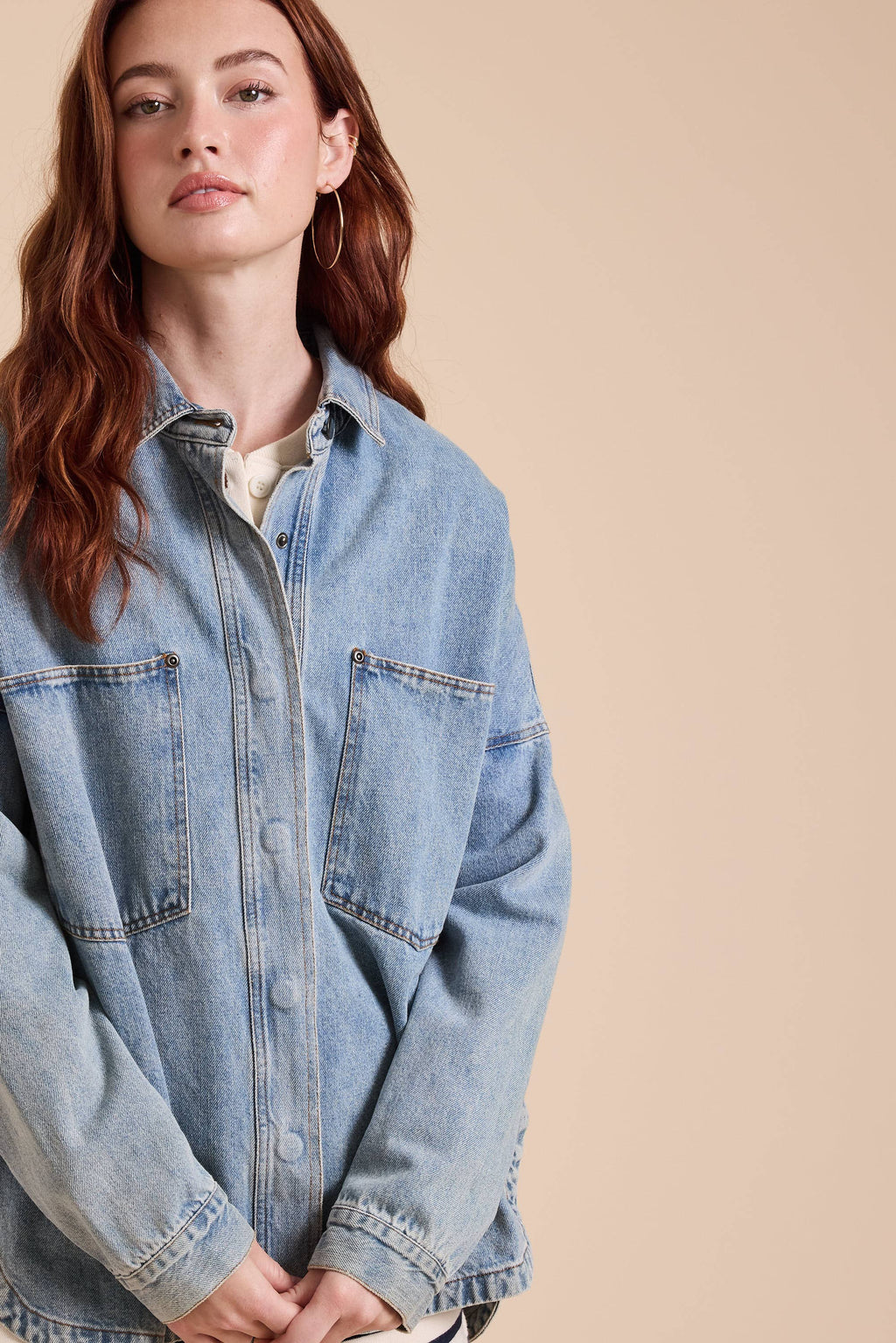 WASHED SNAP BUTTON DENIM JACKET