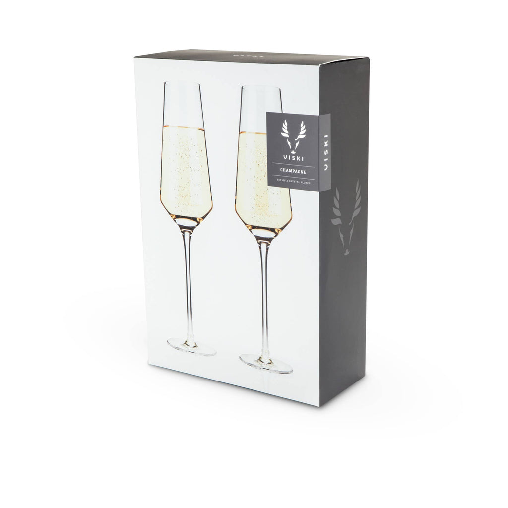 Raye Angled Crystal Champagne Flutes - Set of 2