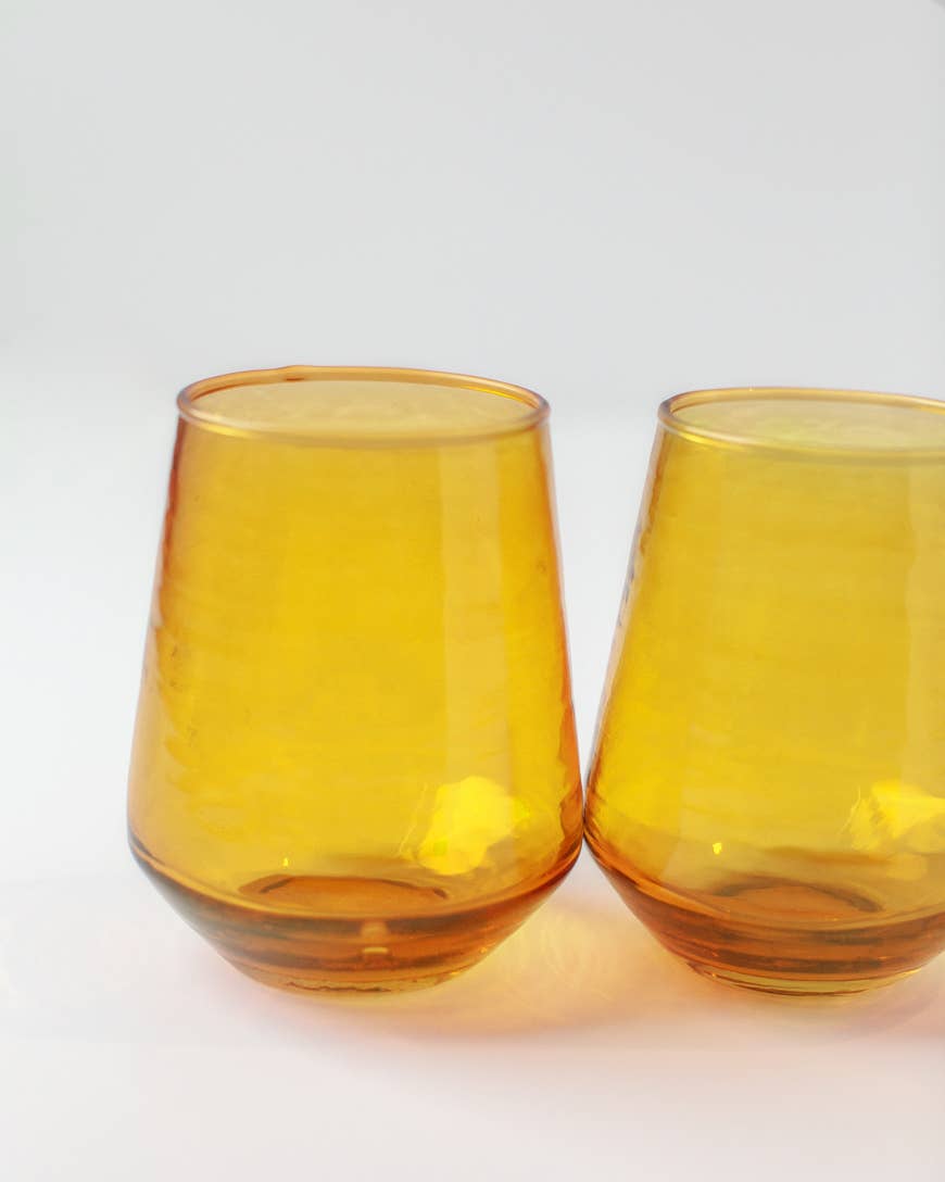 Handblown Hammered Glass Water Tumbler
