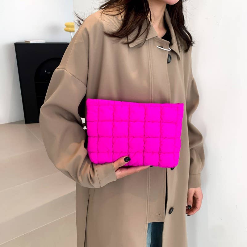 QUILTED PUFFY COSMETIC POUCH