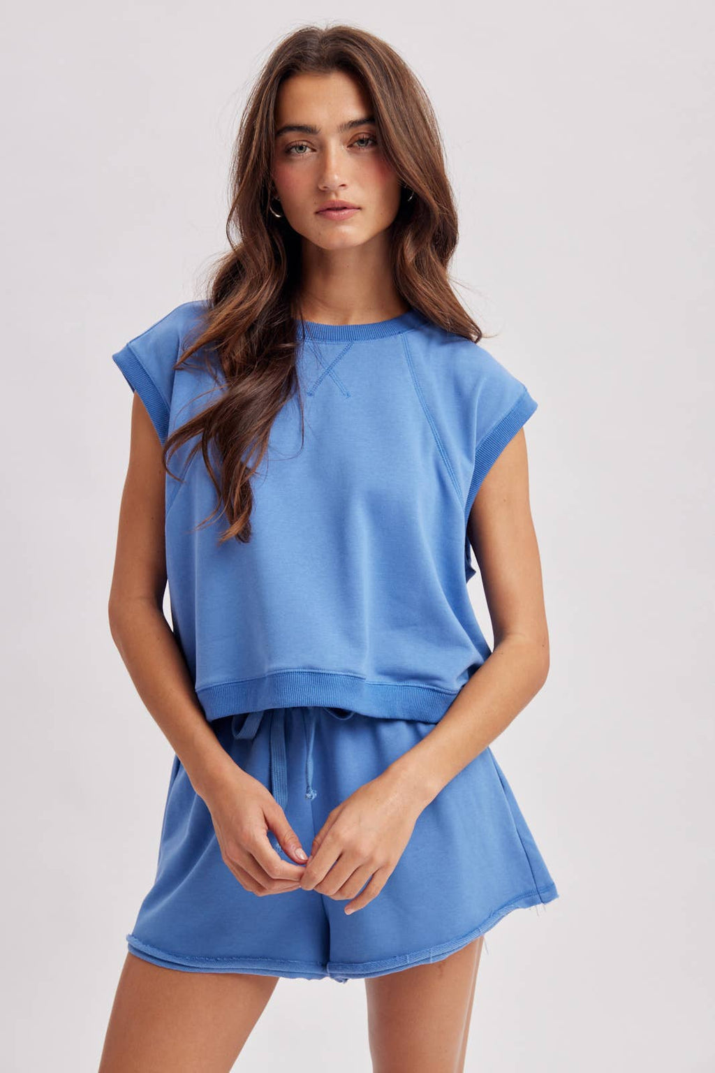 BLUE DRAWSTRING SHORTS