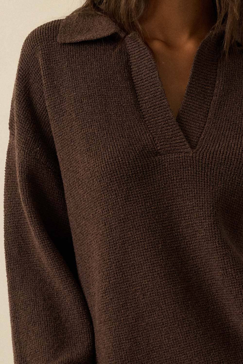 Knit Collared Polo Sweater