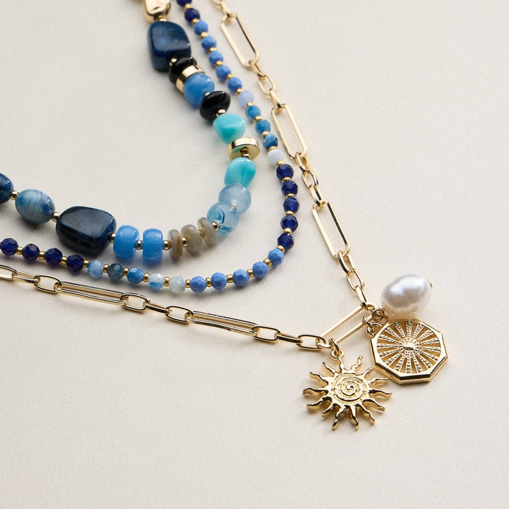 Sun Charm Layered Necklace