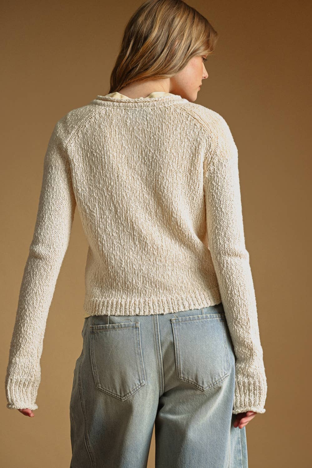 BEIGE BUTTON CARDIGAN