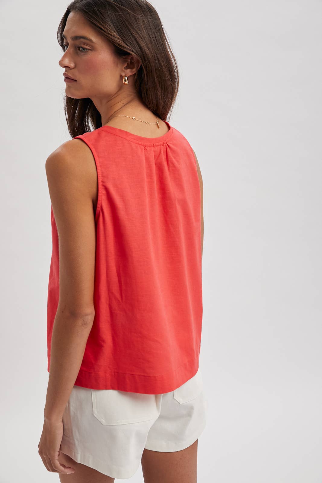 FRONT TIE BUTTON-UP BLOUSE