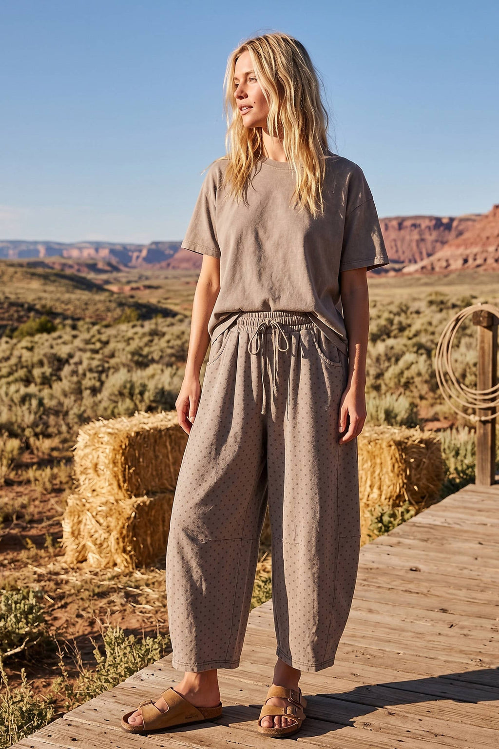 Vintage Washed Scuba Barrel Pants