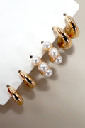 TRIO HUGGIE PEARL HOOP EARRINGS
