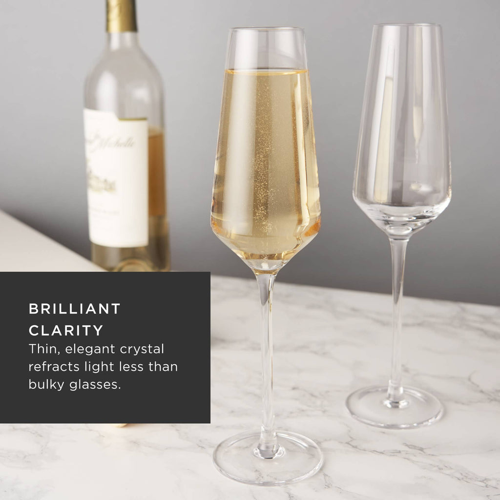 Raye Angled Crystal Champagne Flutes - Set of 2