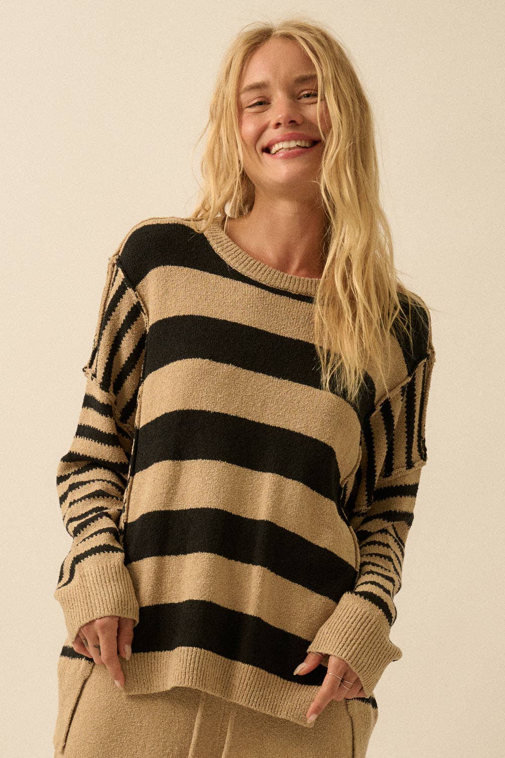 Deep Sea Contrast Knit Sweater