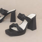 The Faith Black | Knotted Band Platform Snake-Print Heel