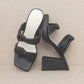 The Faith Black | Knotted Band Platform Snake-Print Heel