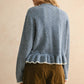 Ruffled Button Cardigan