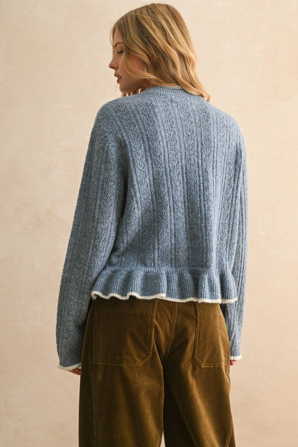 Ruffled Button Cardigan