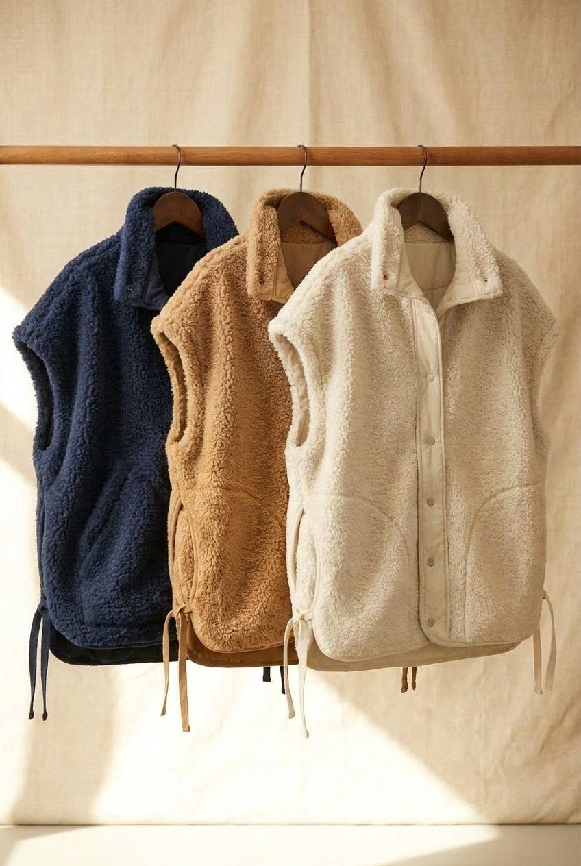 Oversized Sherpa Fleece Vest