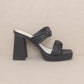 The Faith Black | Knotted Band Platform Snake-Print Heel